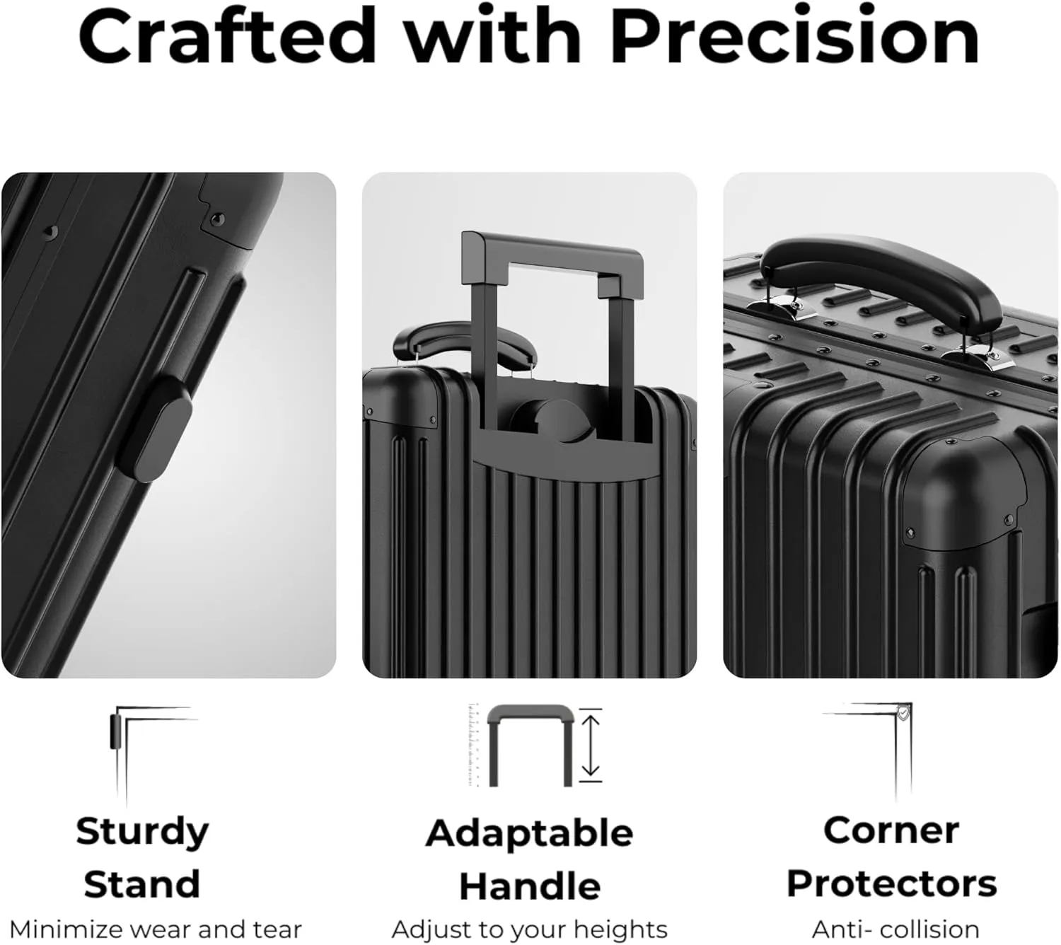 KARGO 20 Inch Carry-On Luggage - Polycarbonate Hard Shell Suitcase with Aluminum Corners, Smooth-Rolling Wheels, Leather Handle, Aluminum Frame Luggage, Zipperless TSA Lock (Black, 20 Inch Carry-On)
