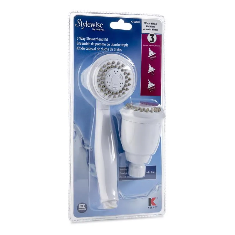Keeney Stylewise White Plastic 3 settings Showerhead Combo 1.8 gpm
