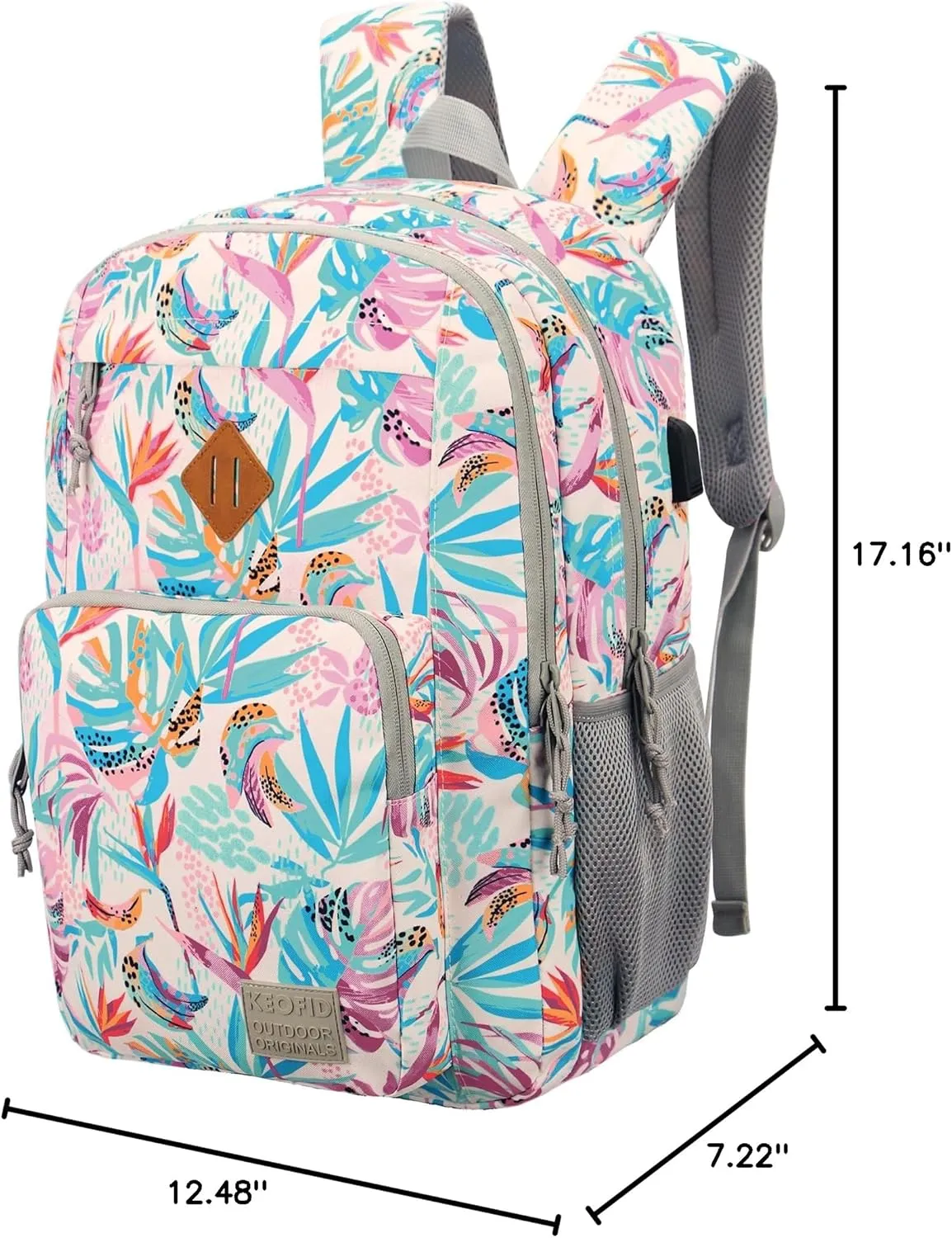 KEOFID Classic Laptop Backpack for Men and Women - Anti-Theft with USB Charging, Water Resistant, 15.6" Laptop Compartment, 1-Year Warranty