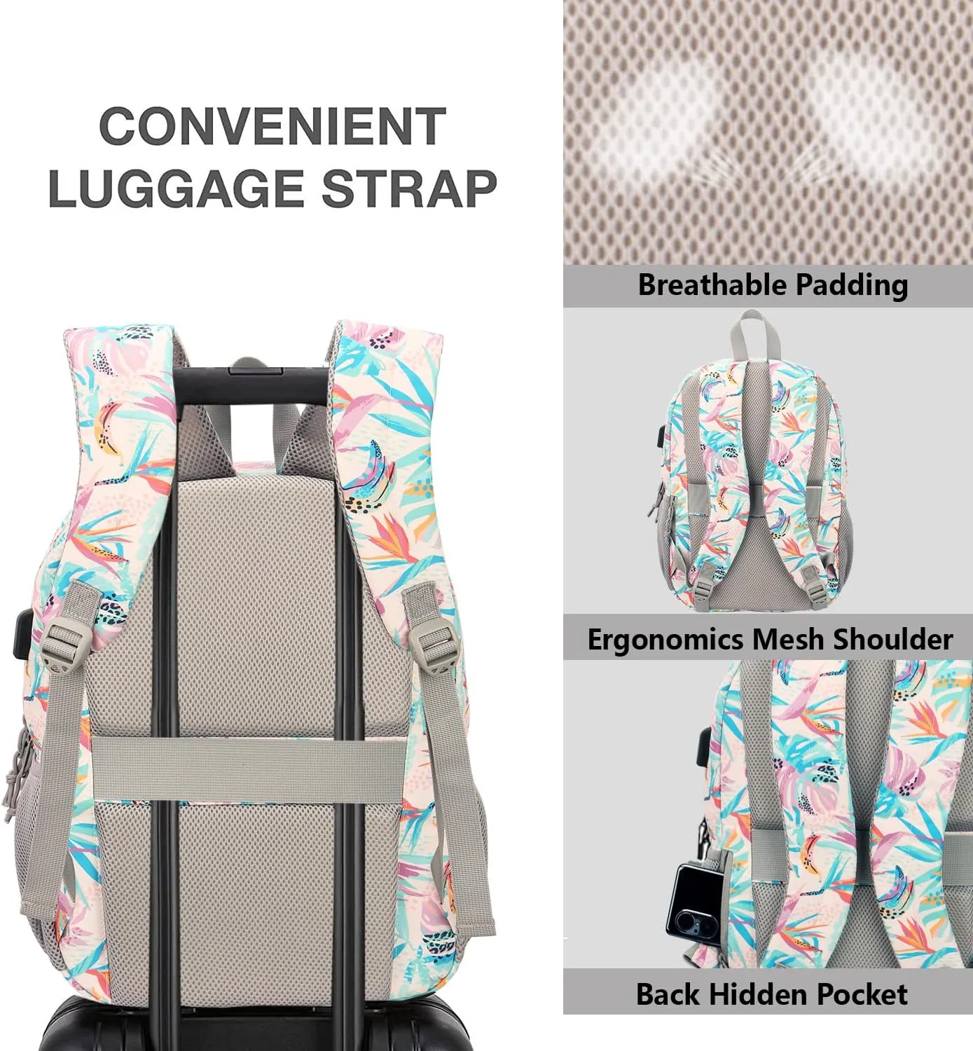 KEOFID Classic Laptop Backpack for Men and Women - Anti-Theft with USB Charging, Water Resistant, 15.6" Laptop Compartment, 1-Year Warranty