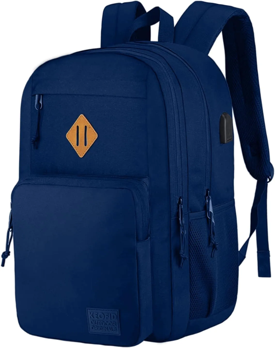 KEOFID Classic Navy Anti-Theft Laptop Backpack for Men and Women, 17.3in x 12.6in x 7.2in, 15.6in Laptop Compartment, USB Charging Port