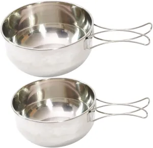 KICHOUSE Multi-use Camping Bowl Foldable Handle Stainless Steel Outdoor Dinnerware for Outdoor Adventures