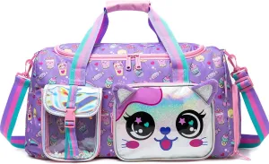 Kids Duffle Bag Girls Travel Bag for Kids Overnight Bag for Girls Dance Bag for Girls Weekender Bag Gym Bag with Shoe Compartment