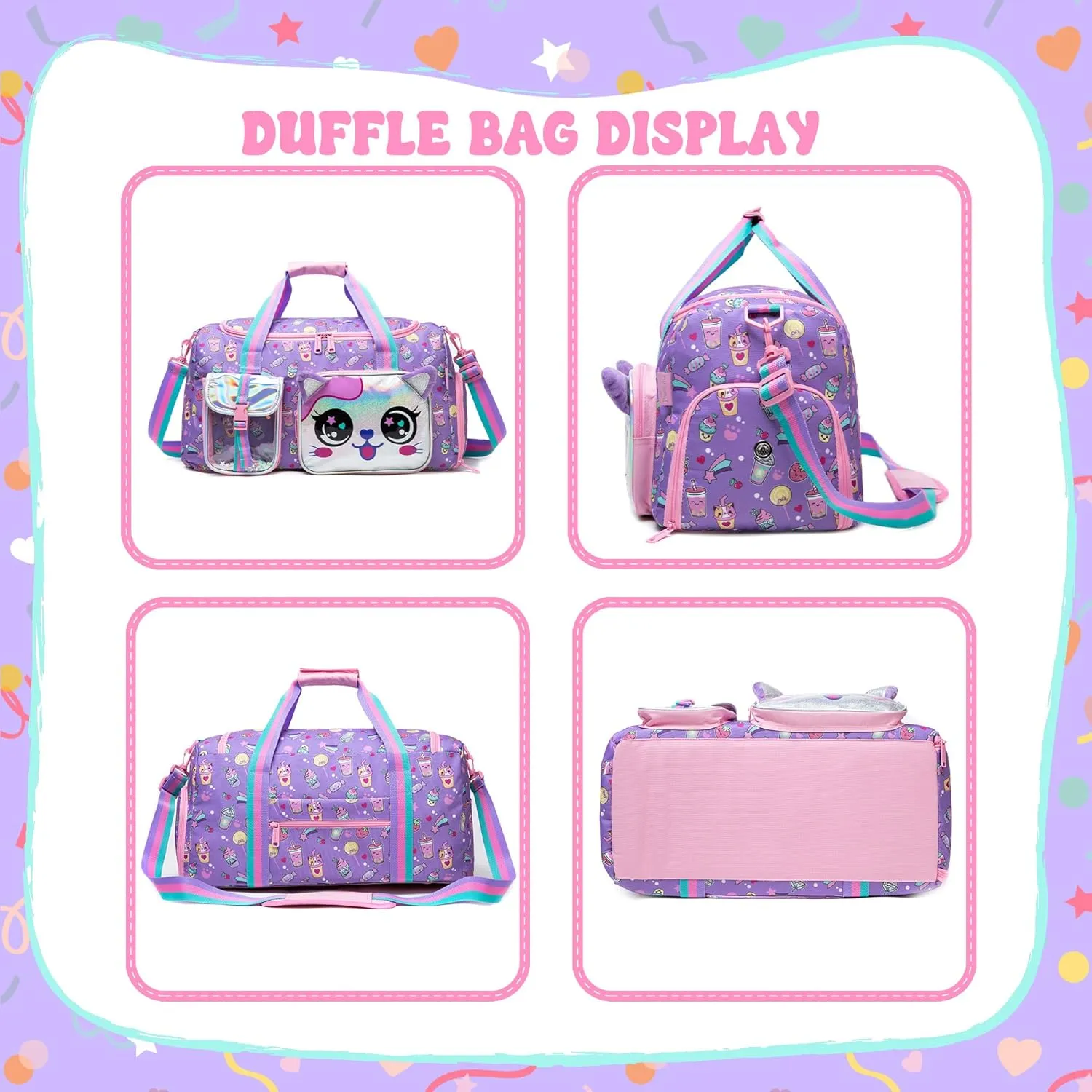 Kids Duffle Bag Girls Travel Bag for Kids Overnight Bag for Girls Dance Bag for Girls Weekender Bag Gym Bag with Shoe Compartment