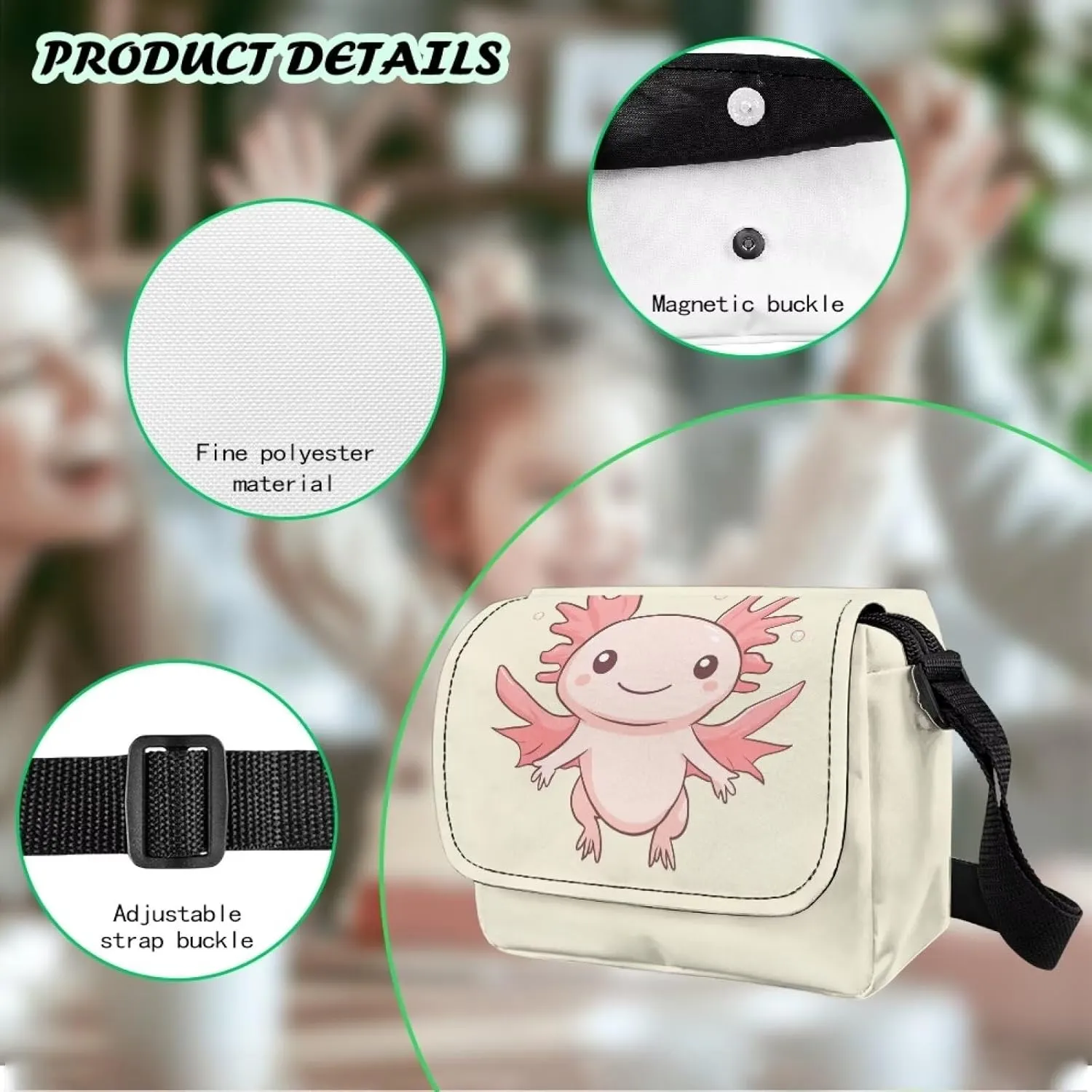 Kids Flap Crossbody Bag with Zipper Closure for School Travel