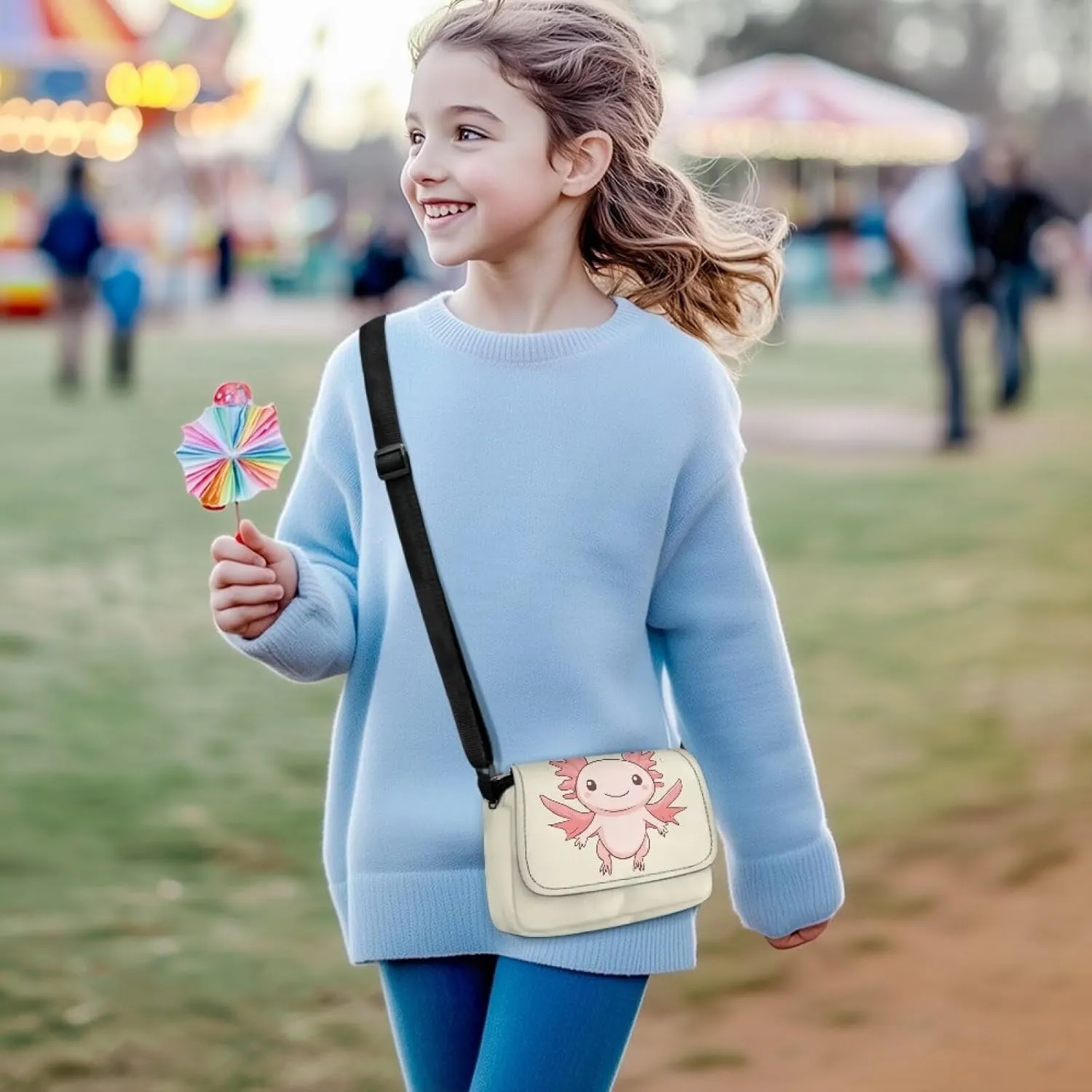 Kids Flap Crossbody Bag with Zipper Closure for School Travel