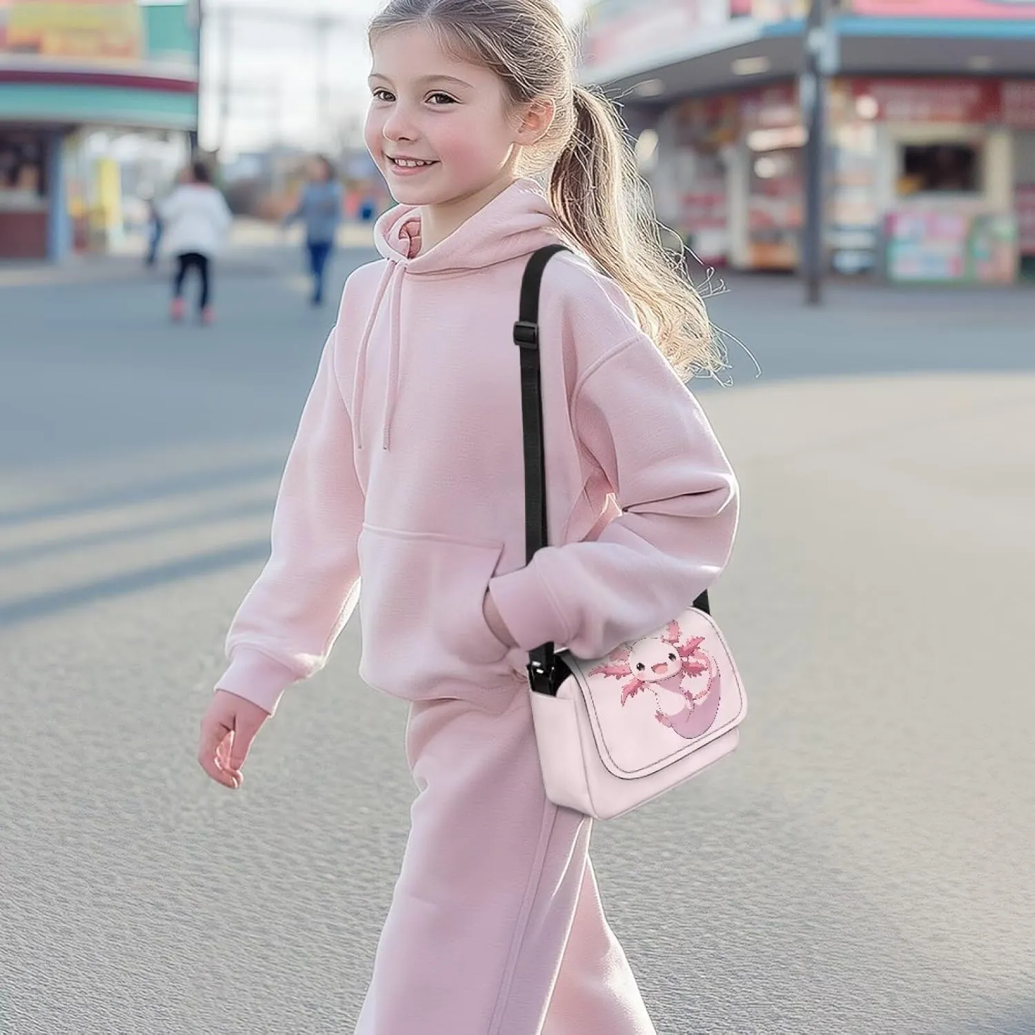 Kids Flap Crossbody Bag with Zipper Closure for School Travel