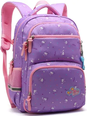 Kids Girls School Backpack with Chest Strap Princess Cute Big Elementary Bookbag (Medium, Purple)