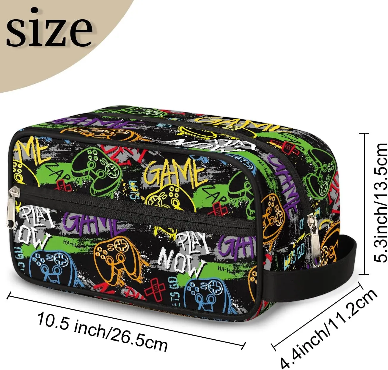 Kids Travel Toiletry Bag, Game Controller Waterproof Hanging Dopp Kit for Teens Boys, Cool Switch Carrying Case Compatible with Nintendo Switch and New Switch OLED Console
