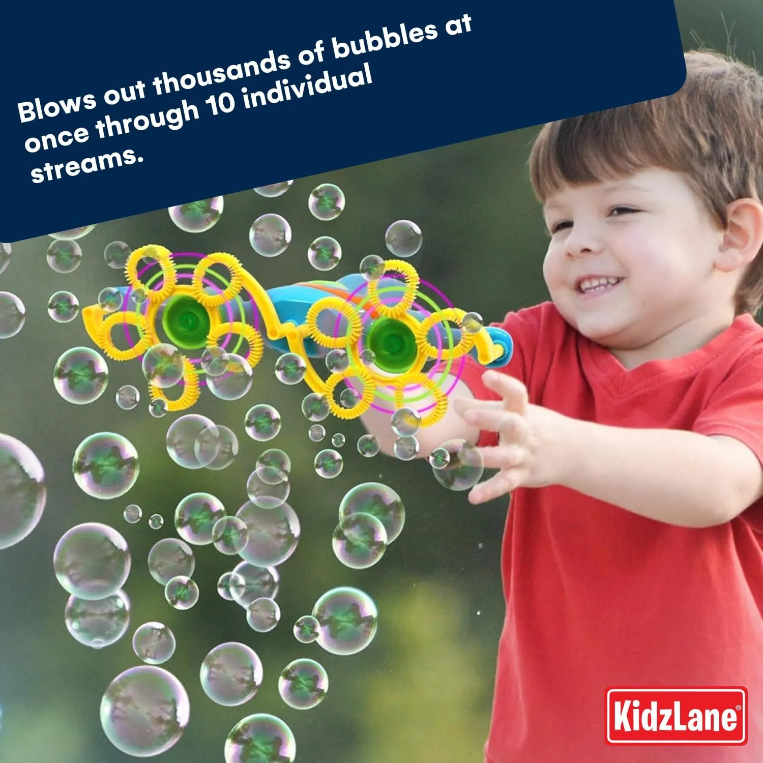 Kidzlane Bubble Blaster | Bubbles for Kids and Toddlers | Light Up Bubble Machine for Kids | Bubble Blower Wand with 4 oz Solution Included | Handheld Toy Bubble Maker Ages 3 