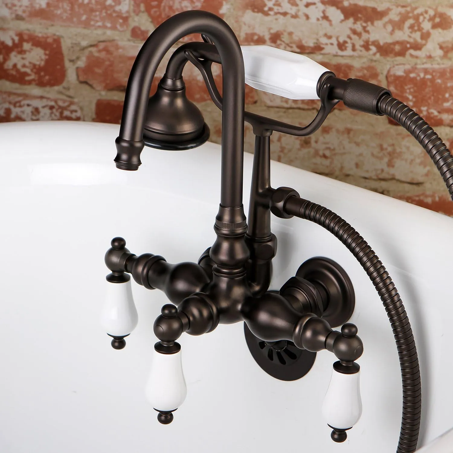 Kingston Brass AE11T5 Aqua Vintage 4-5/9" in Spout Reach Wall Mount Clawfoot Tub Faucet, Oil Rubbed Bronze