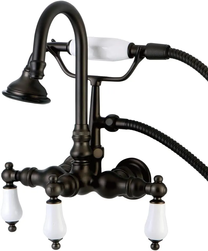 Kingston Brass AE11T5 Aqua Vintage 4-5/9" in Spout Reach Wall Mount Clawfoot Tub Faucet, Oil Rubbed Bronze