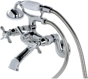 Kingston Brass KS286C ESSEX 3" to 9" Adjustable Centers Wall Mount Clawfoot Tub Filler with Hand Shower, Polished Chrome