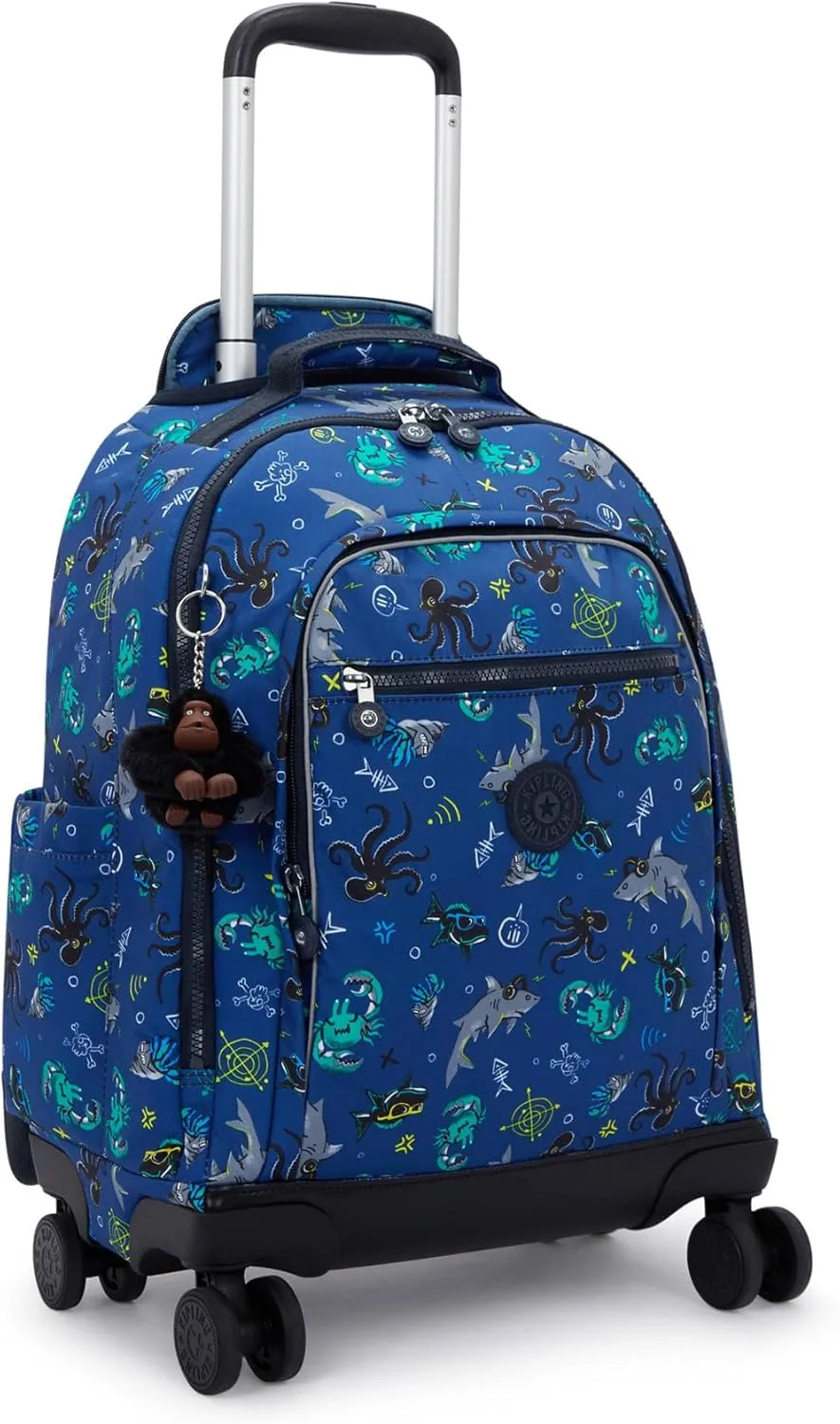 Kipling New Zea Printed 15" Laptop Rolling Backpack Undersea Party
