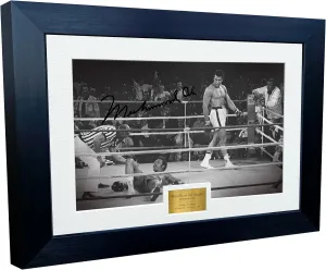 Kitbags & Lockers 12x8 A4 'RUMBLE IN THE JUNGLE' Muhammad Ali vs George Foreman Autographed Signed Photo Photograph Picture Frame Boxing Poster Gift BW, Black
