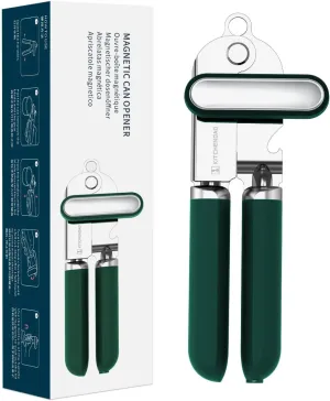 KITCHENDAO Manual Can Opener, Super Sharp Sandvik 12C27 Blade, Handheld Can Opener with Magnet, Smooth Edge Cut, Soft Grip, Oversized Knob for Seniors & Arthritis, Easy to Use, Green