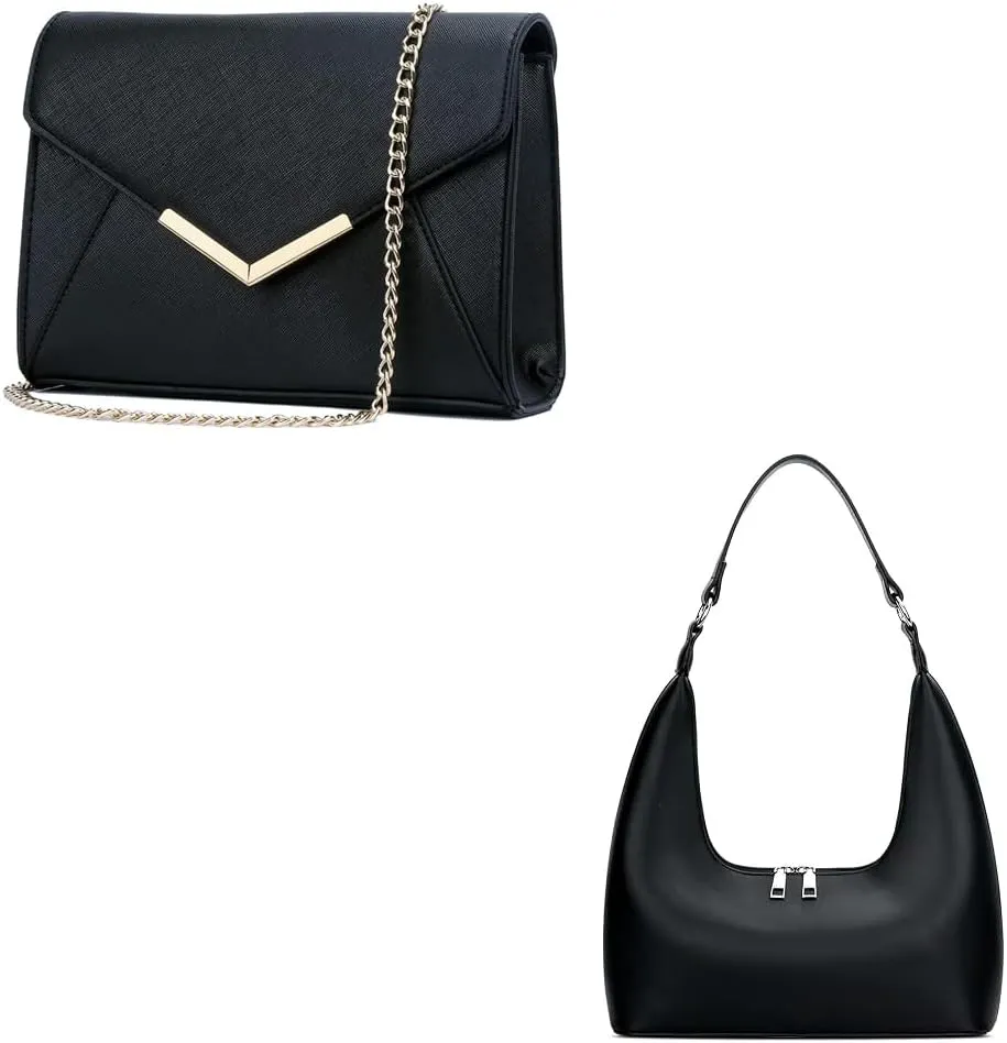 KKXIU Women Elegant Faux Leather Evening Envelope Clutch Purse Foldover Bags for Party Wedding Prom