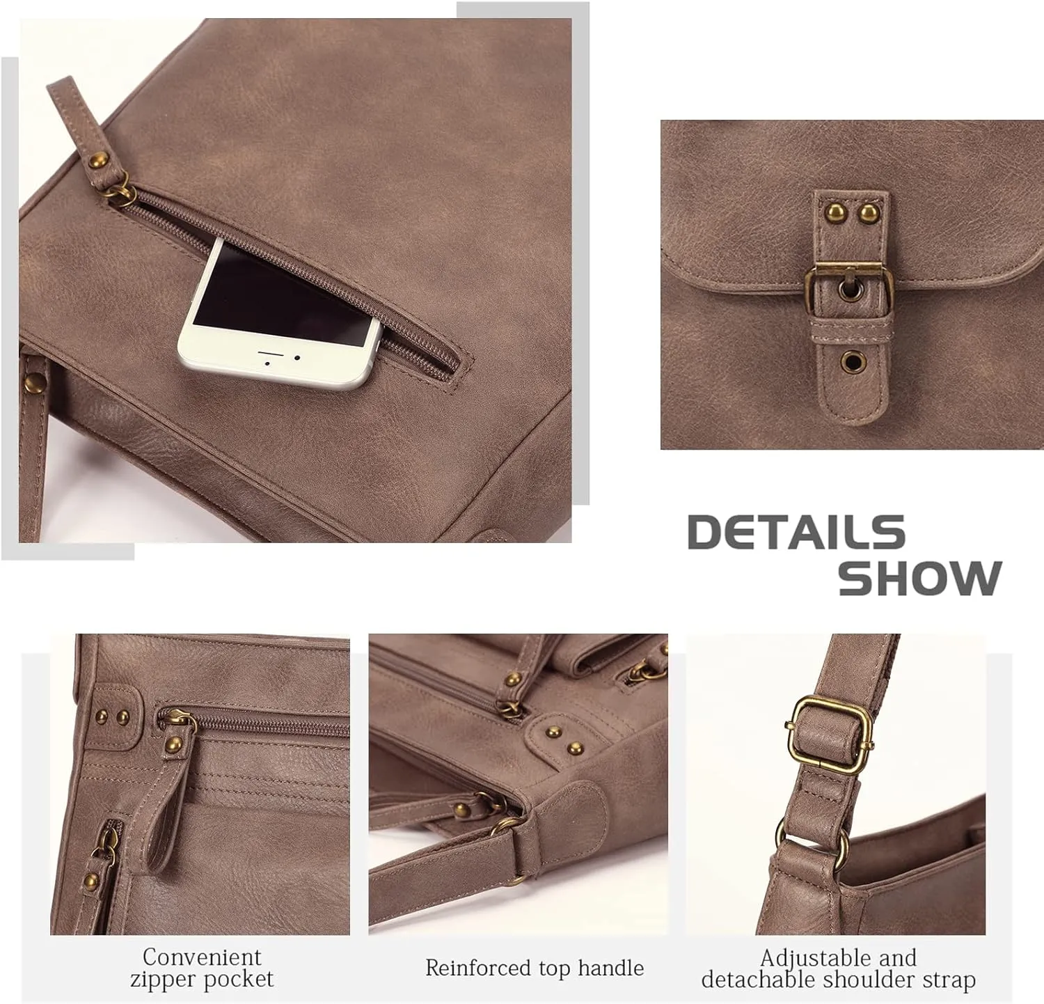 KL928 Crossbody Bags for Women, Multi Pocket Shoulder Bags, Medium PU Leather Cross Body Purses