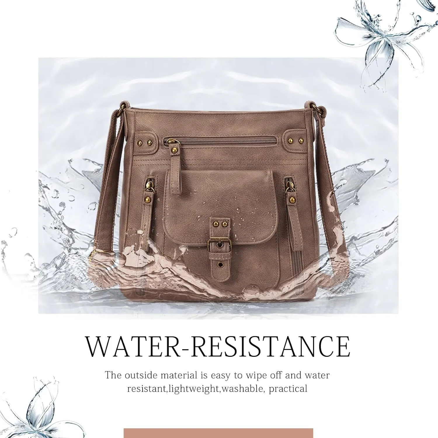 KL928 Crossbody Bags for Women, Multi Pocket Shoulder Bags, Medium PU Leather Cross Body Purses