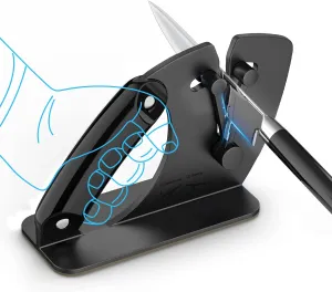Knife Sharpener Auto-adjust, Ergonomic Handle Classic Kitchen Knife Accessories Original Premium Polish Restore Dull Blades Fan-shaped Tungsten Carbide Really Works for Steel Knives Scissors