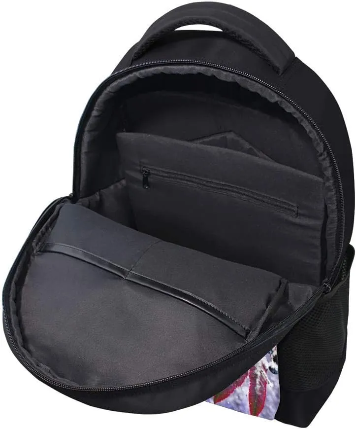 Kuizee Classic Backpack Schoolbag Adjustable Padded Shoulder Straps Daypack Sparrow Bird Purple Icy Branch Casual Bags Durable College Daily 16Inch