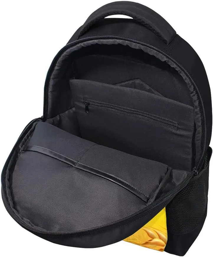 Kuizee Classic Backpack Schoolbag Adjustable Padded Shoulder Straps Daypack ﻿Wheat Field Windmill Landscape Yellow Rural Casual Bags Durable College Daily 16Inch