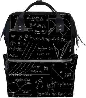 Kuizee Multipurpose Backpack Mathematical Geometry Plots Formulas Calculations Mutispandex Casual Daypack Mummy Bag School Travel 15.7Inch