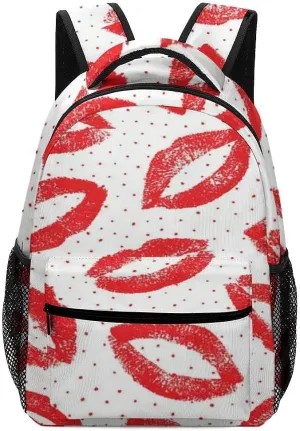 Kuizee Travel Laptop Backpack Business Daypack Work Bookbag Lipstick Kiss Lips Traces Red Durable iPad Tablet School College Book Bags Casual Bags for Men and Women