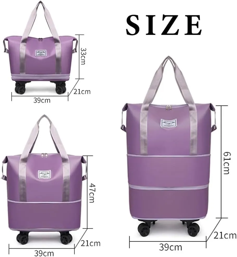 Kulken Travel Bag with Wheels, 2025 New Large Capacity Travel Bag, Wheel Removable, Convertible Womens Duffle Bags(Dark Purple)