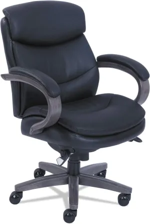 La-Z-Boy 48963A Woodbury Mid-Back Executive Chair, Supports 300 lbs., Black Seat/Back, Gray Base