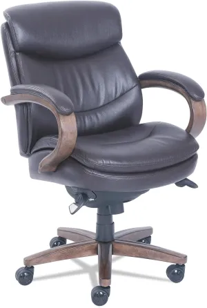 La-Z-Boy 48963B Woodbury Mid-Back Executive Chair, Supports 300 lbs., Brown Seat/Back, Sand Base