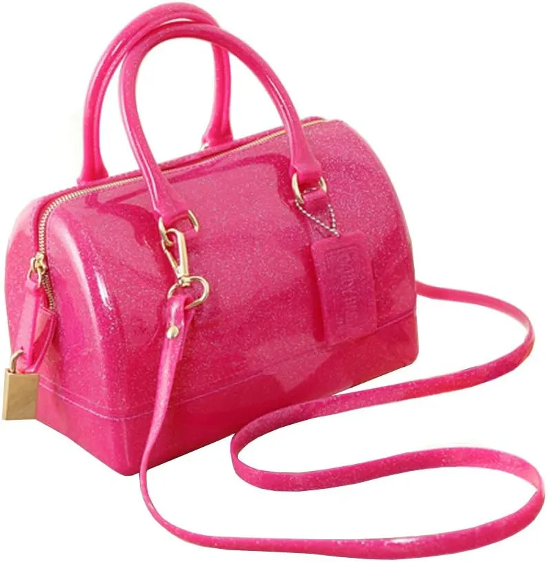 Ladies Summer Transparent Handbag Jelly Boston Shoulder Bag Candy Color Purses