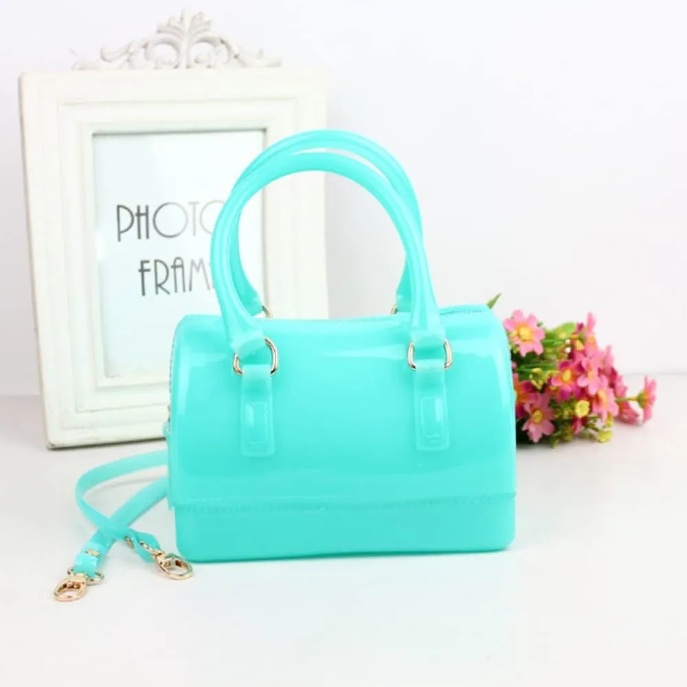 Ladies Summer Transparent Handbag Jelly Boston Shoulder Bag Candy Color Purses