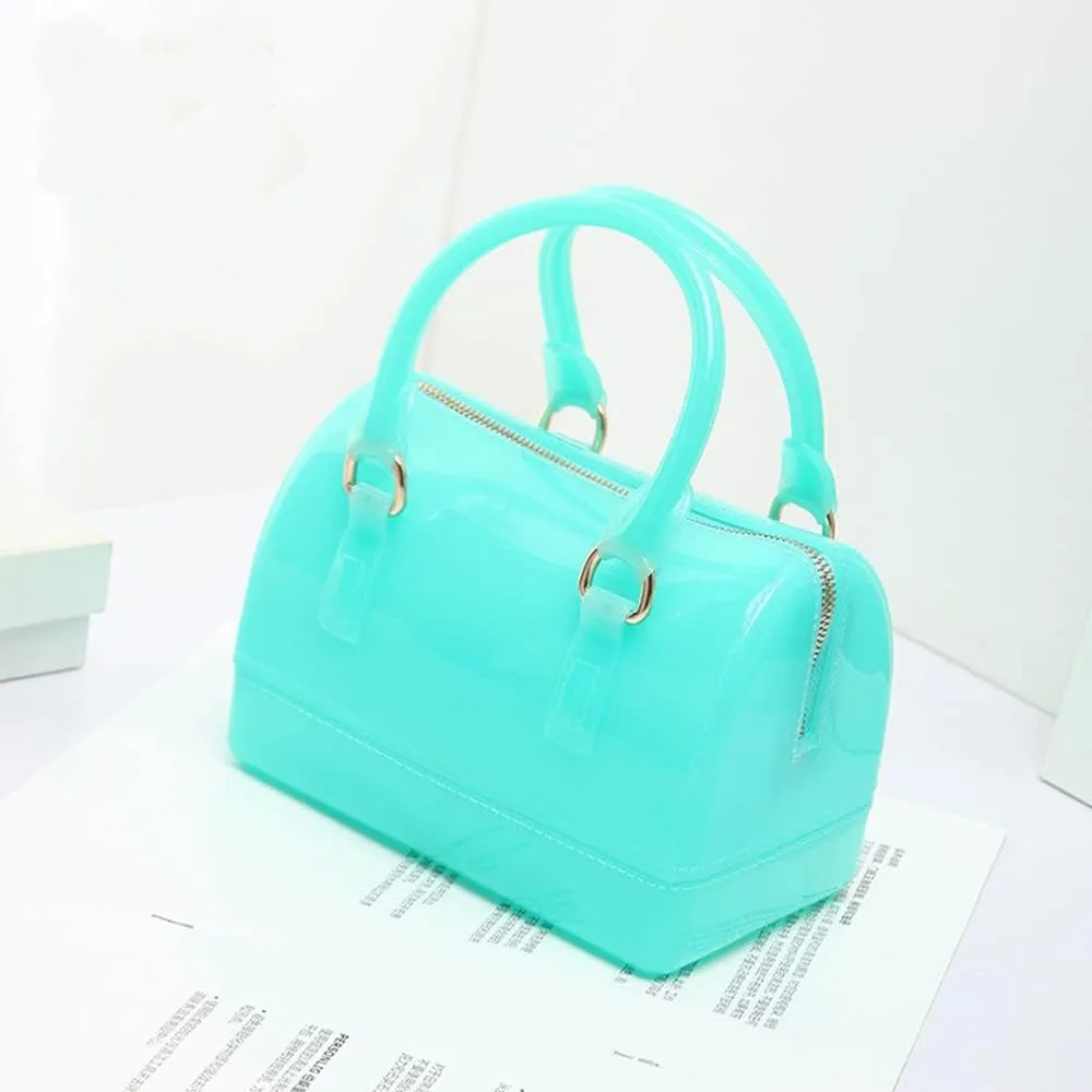 Ladies Summer Transparent Handbag Jelly Boston Shoulder Bag Candy Color Purses