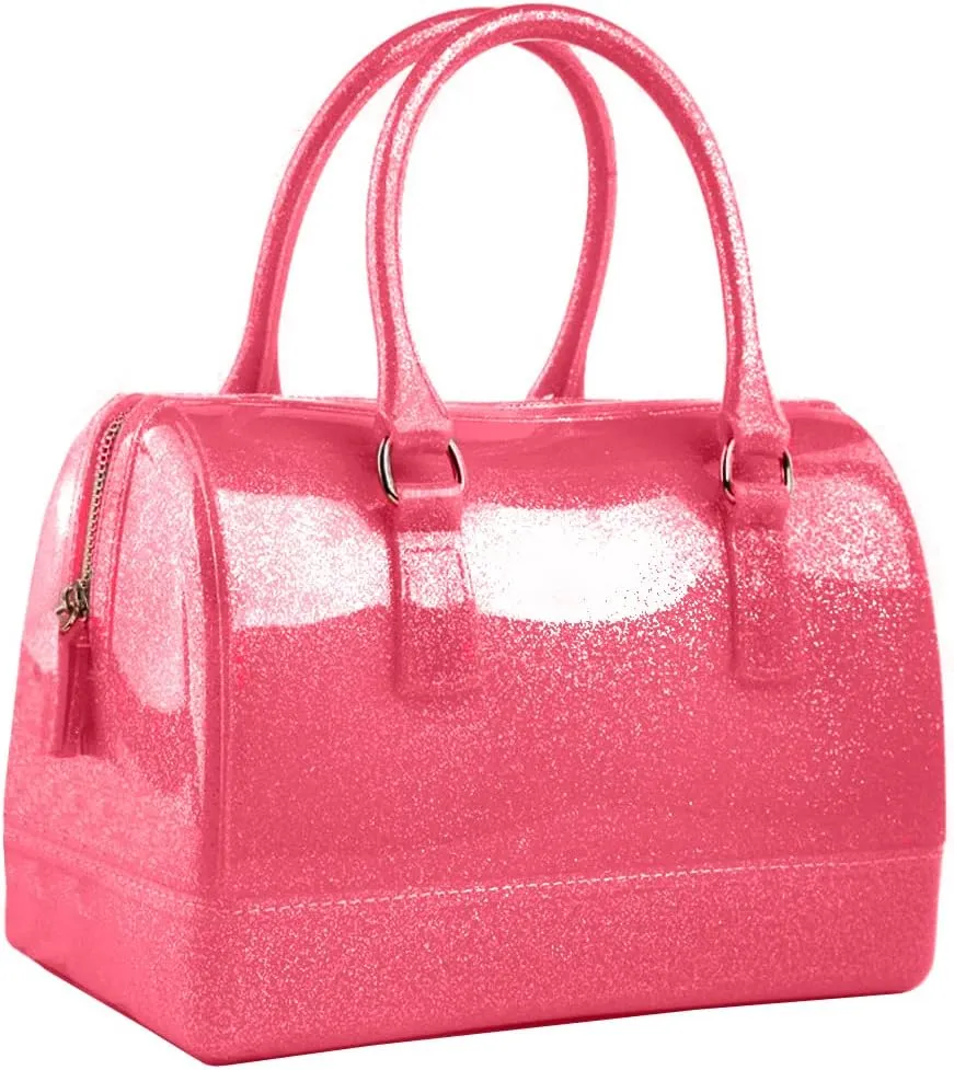 Ladies Summer Transparent Handbag Jelly Boston Shoulder Bag Candy Color Purses