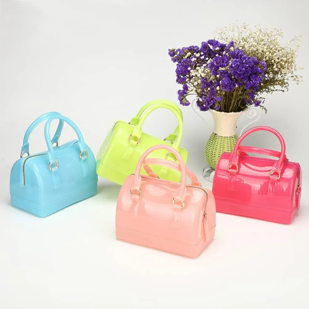 Ladies Summer Transparent Handbag Jelly Boston Shoulder Bag Candy Color Purses