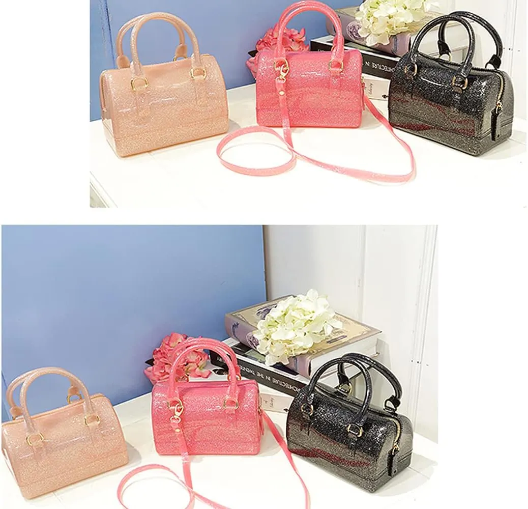 Ladies Summer Transparent Handbag Jelly Boston Shoulder Bag Candy Color Purses