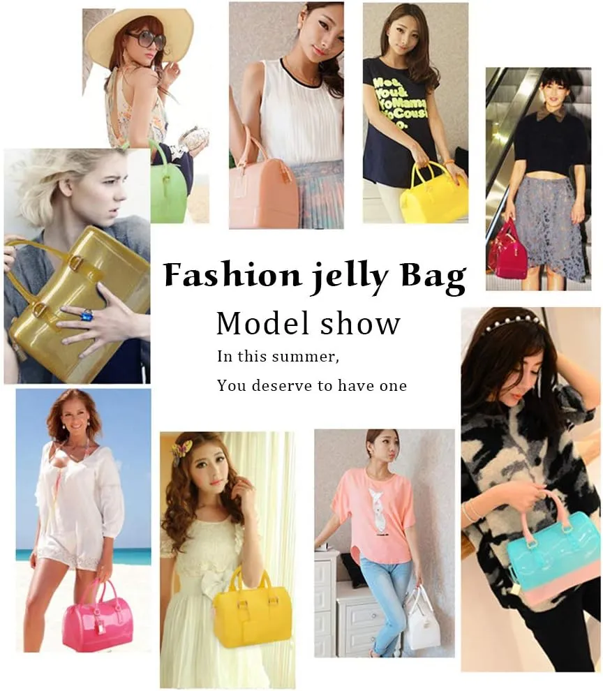 Ladies Summer Transparent Handbag Jelly Boston Shoulder Bag Candy Color Purses