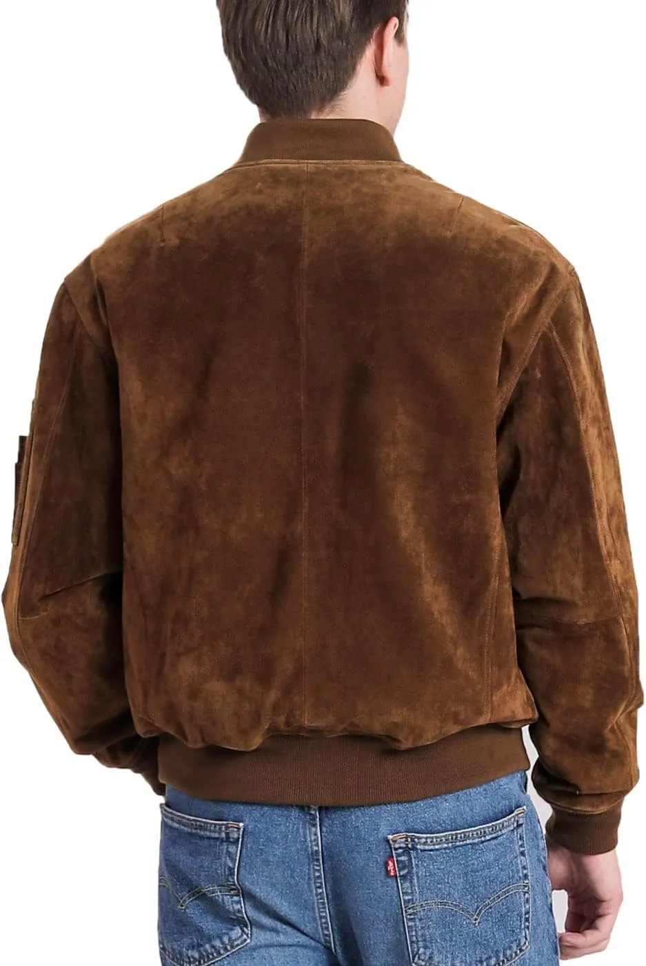 Landing Leathers Men MA-1 Suede Leather Flight Bomber Jacket (Also available in Big & Tall)