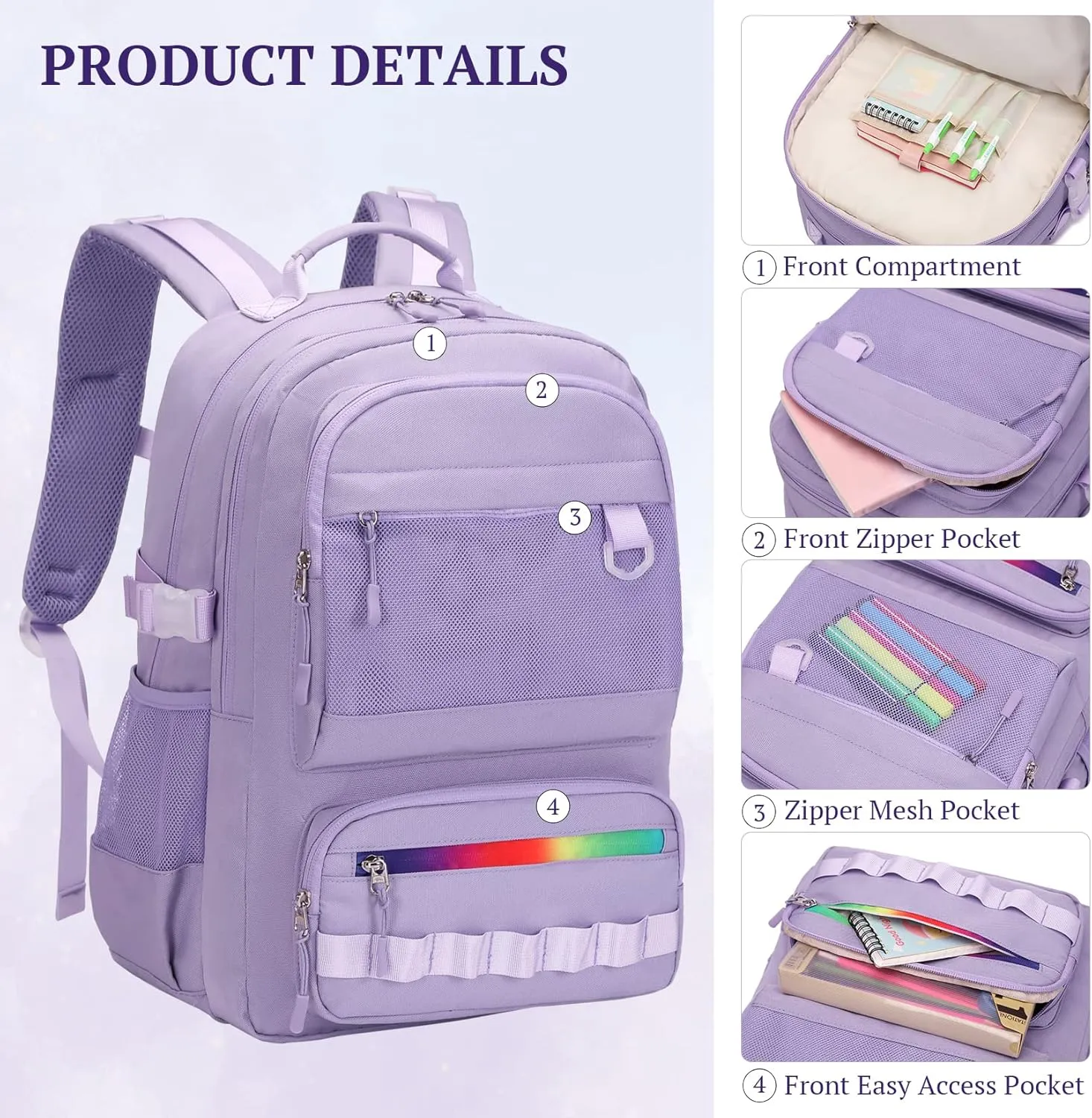 Lanola Backpack for School High School Bags For Teenage Casual Daypack for Travel Multipocket College Bookbag for Women & Men Large Capacity Business Backpack - Gray