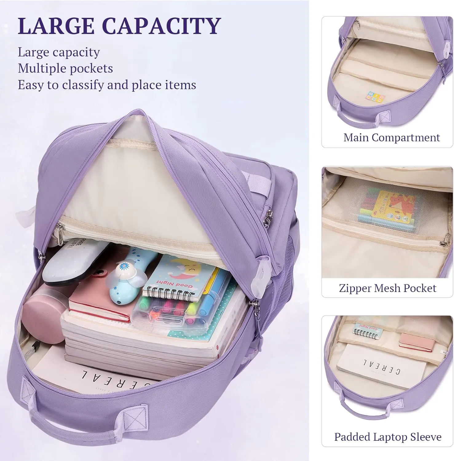 Lanola Backpack for School High School Bags For Teenage Casual Daypack for Travel Multipocket College Bookbag for Women & Men Large Capacity Business Backpack - Gray