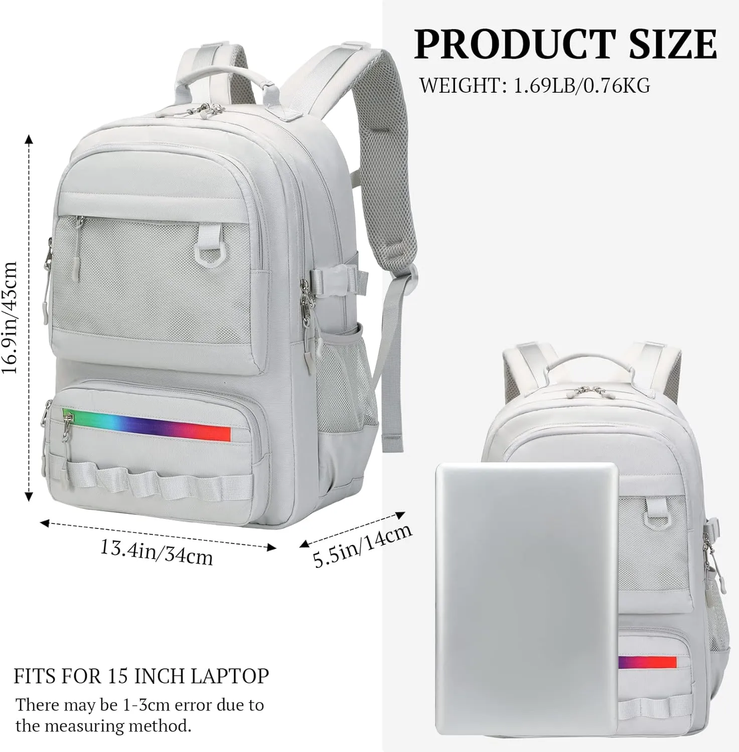 Lanola Backpack for School High School Bags For Teenage Casual Daypack for Travel Multipocket College Bookbag for Women & Men Large Capacity Business Backpack - Gray