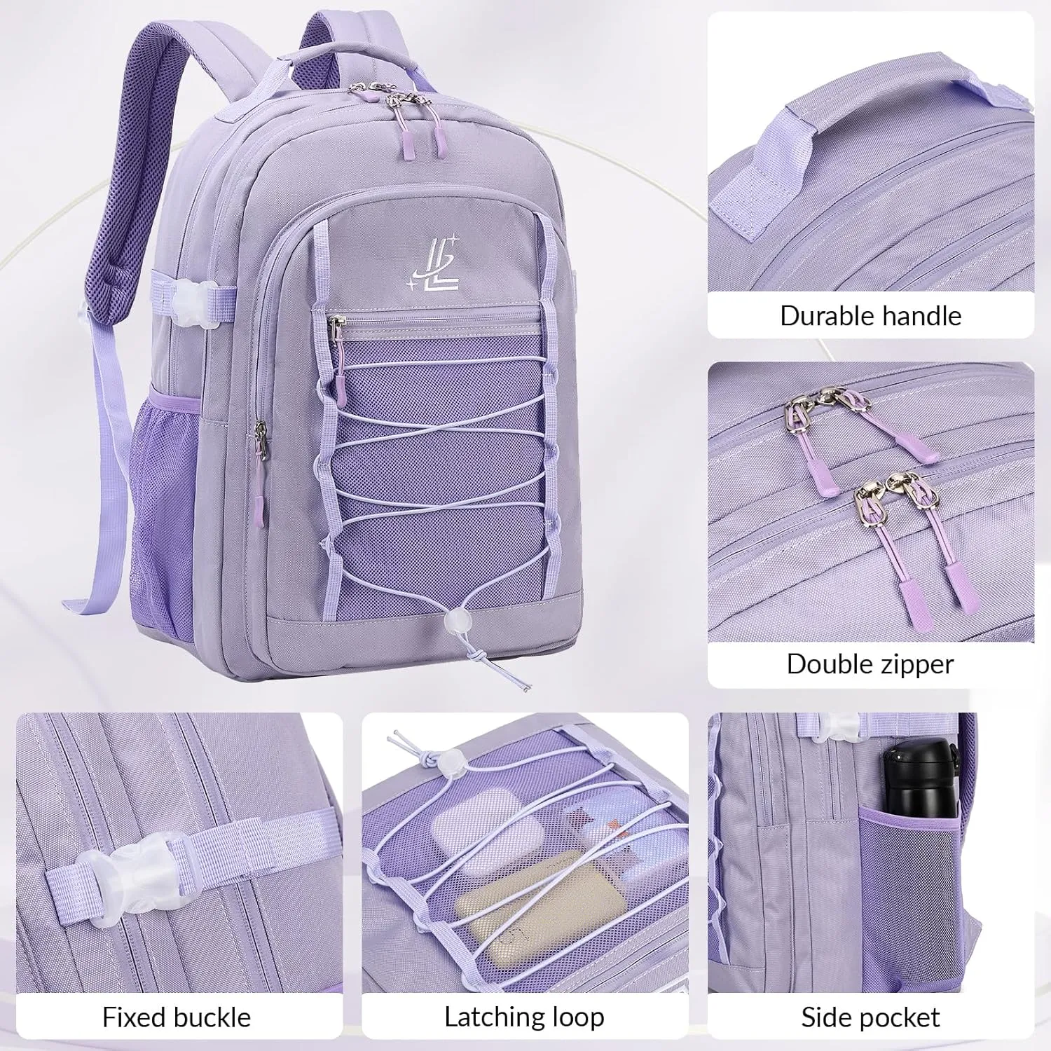 Lanola Basic Multi-Pocket Multipurpose Casual Backpack Water Resistant Bag for Business Travel Hiking Daypack - Dark Blue