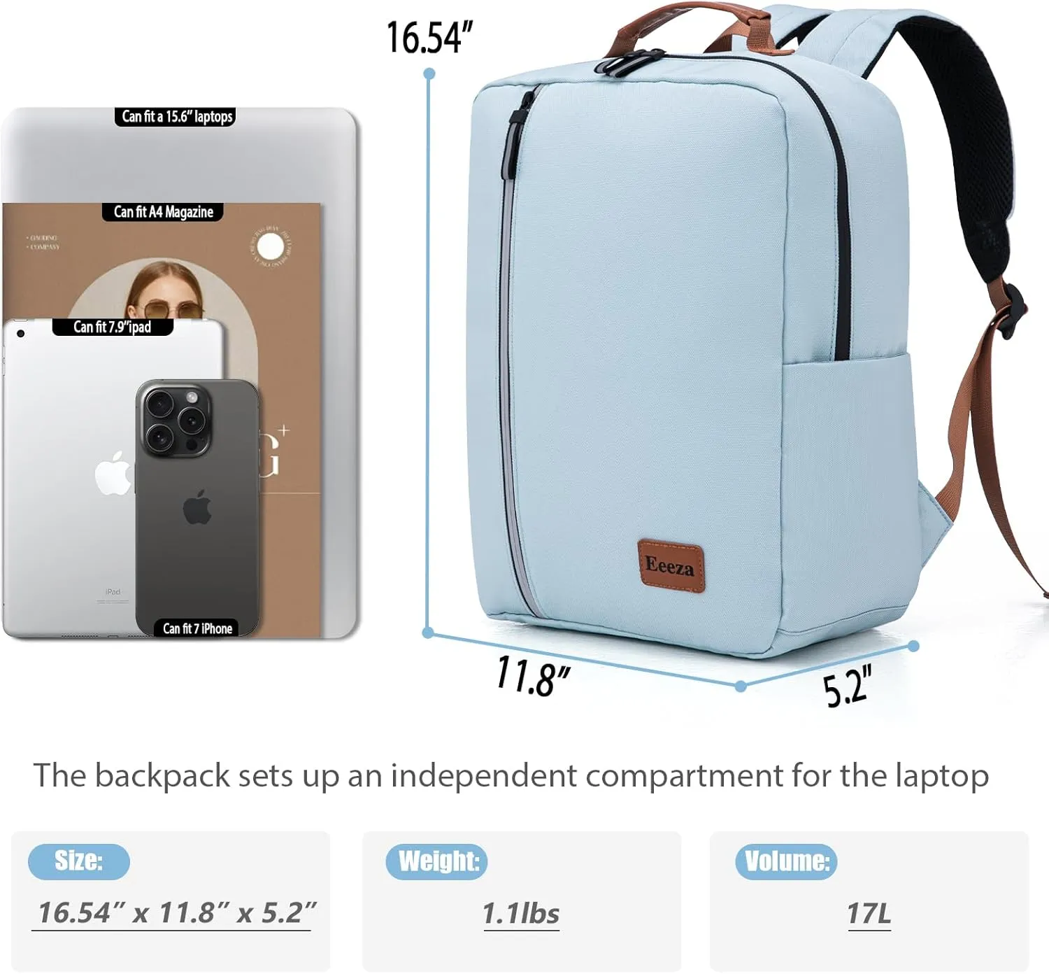 Laptop Backpack, Durable Lightweight Travel Backpack Featuring Spacious Main Laptop Compartment, Functionality for Travel, School, Daily Use