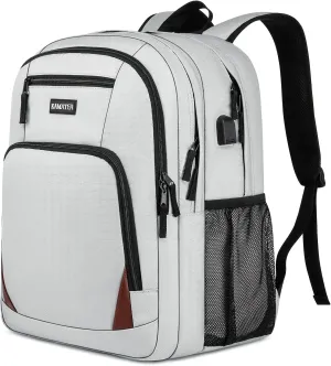 Laptop Backpack for Men Women, Anti Theft College Backpacks with USB Charging Port, School Bookbag Mens Computer Backpack with Laptop Compartment Travel Carry On Bag Fits 17.3 Inch Laptop, Grey