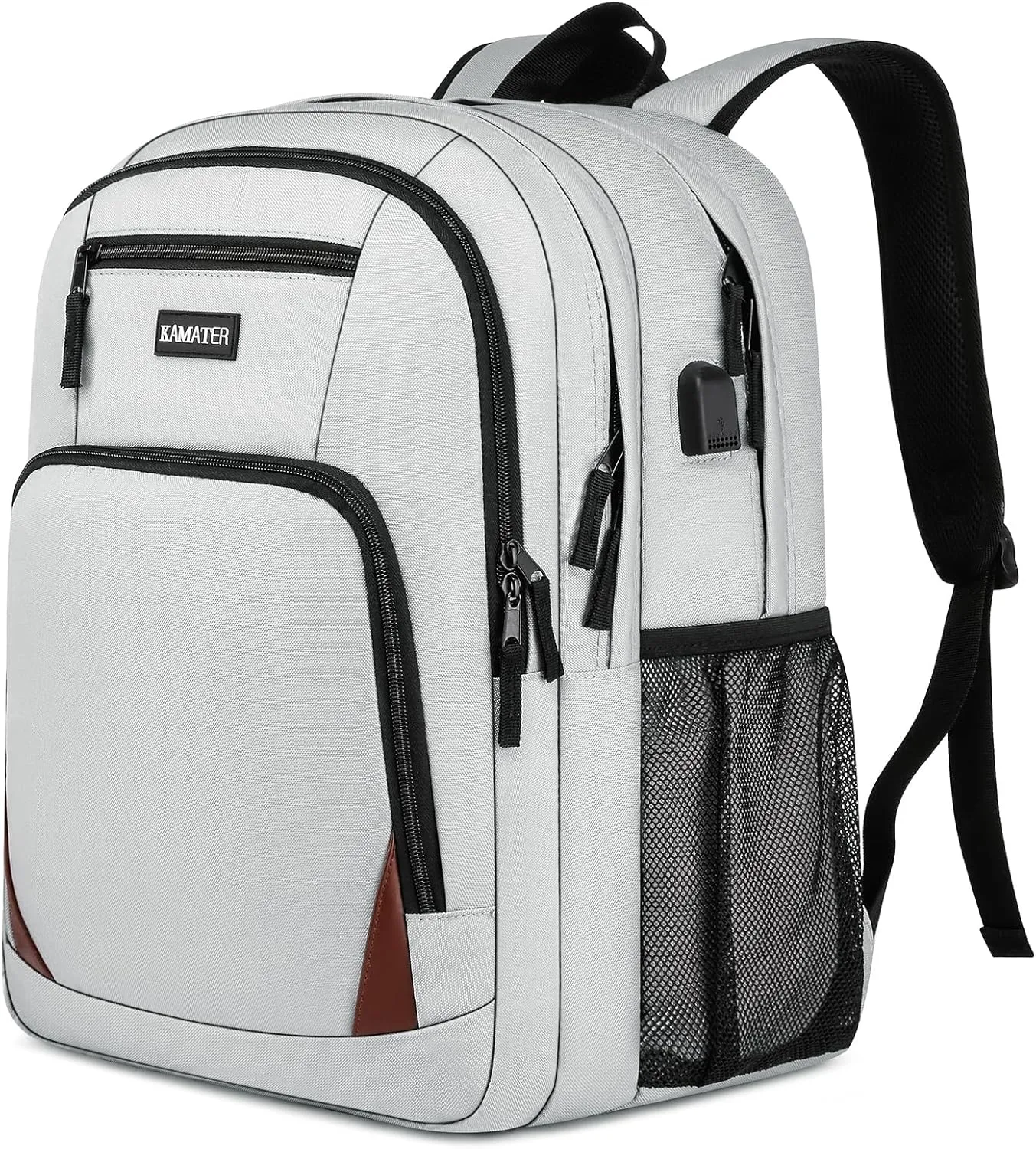 Laptop Backpack for Men Women, Anti Theft College Backpacks with USB Charging Port, School Bookbag Mens Computer Backpack with Laptop Compartment Travel Carry On Bag Fits 17.3 Inch Laptop, Grey