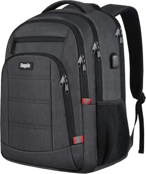 Laptop Backpack for Men,School Backpack with USB Charging Port,Water Resistant Backpack for teens boys,Business Work College bookbag,book bag Fits 15.6 Inch,Black Back Pack
