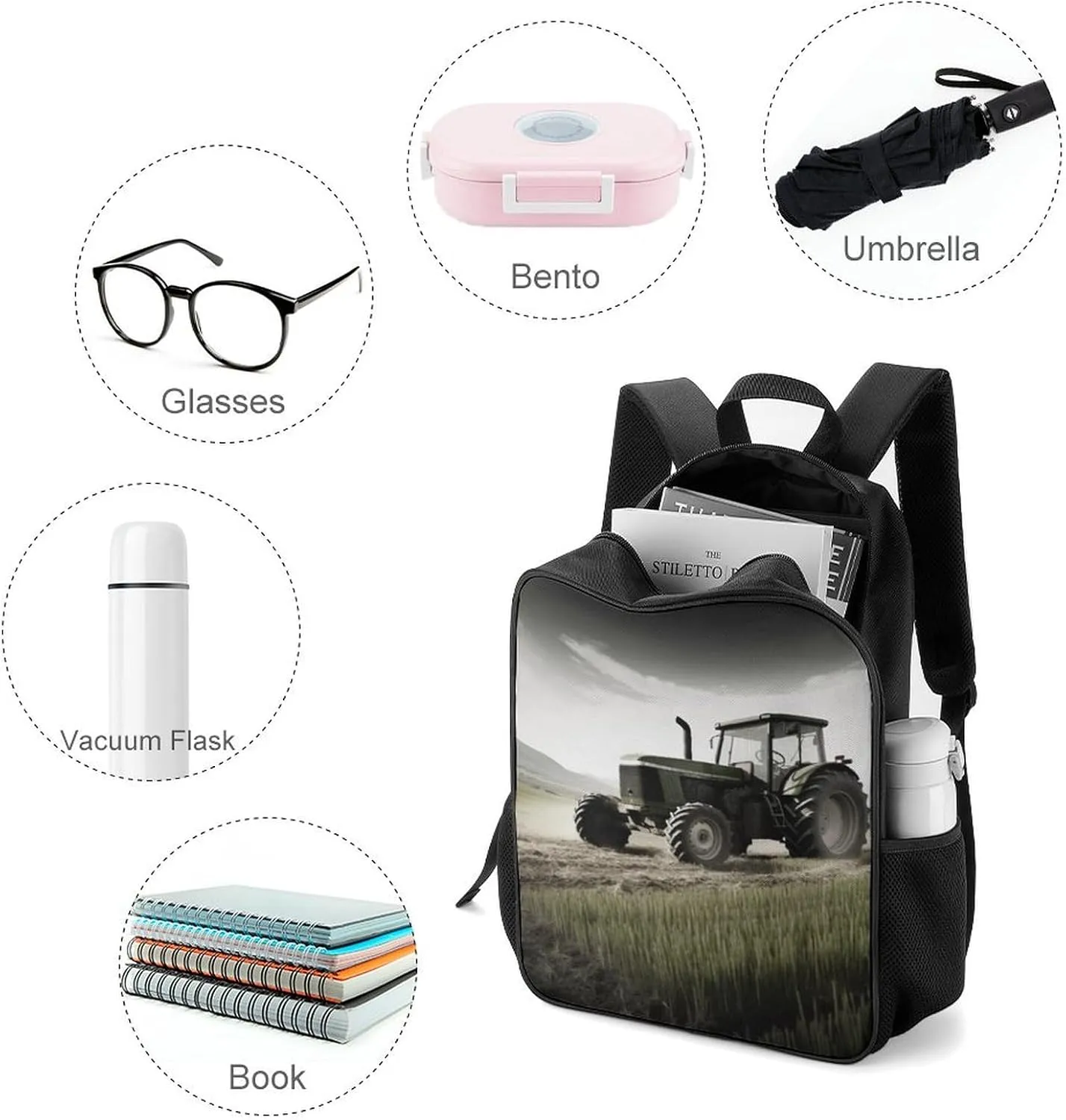 Laptop Backpack for Travel Daypack Tractor Agriculture Tranquil Computer Bag Work Back Pack Laptop Bag Casual Nurse Bag