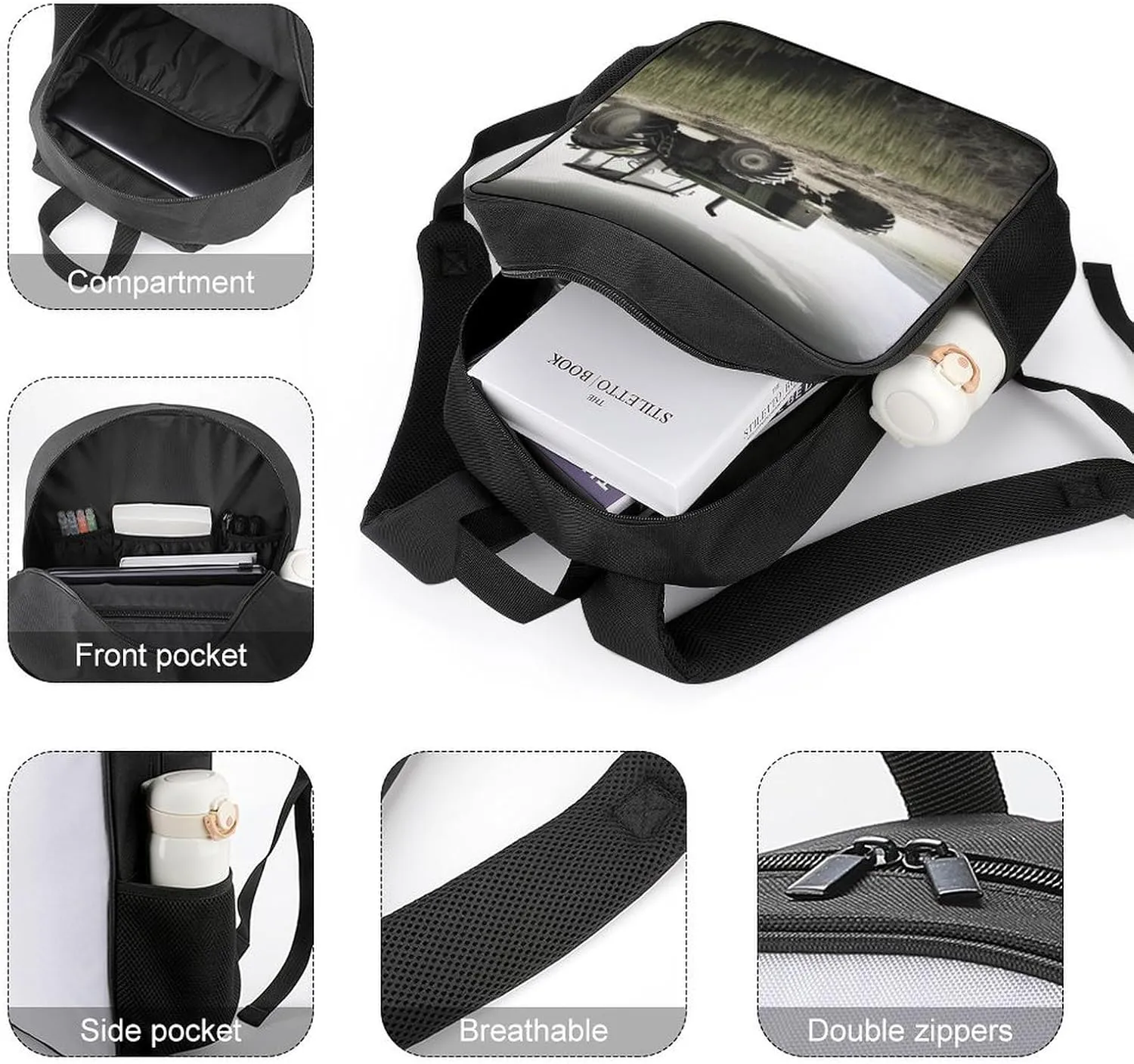 Laptop Backpack for Travel Daypack Tractor Agriculture Tranquil Computer Bag Work Back Pack Laptop Bag Casual Nurse Bag
