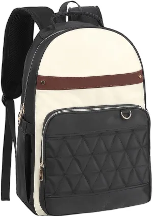 Laptop Backpack for Women, 15.6 Inch small laptop backpack ，work backpack，Travel Laptop Backpack Bag, Boys Girls School Backpack for Outdoor (Black-White-Brown)